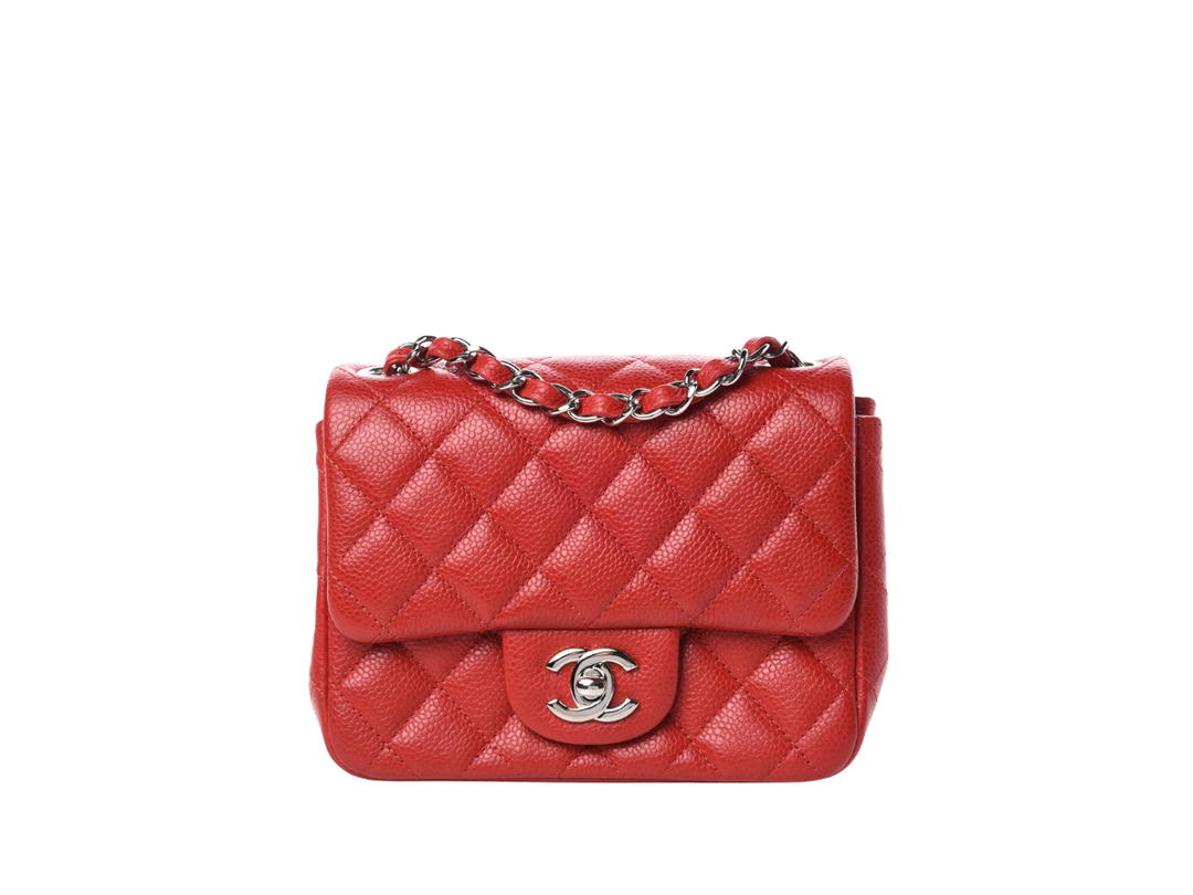 Chanel Chanel Caviar Quilted Mini Square Flap Red