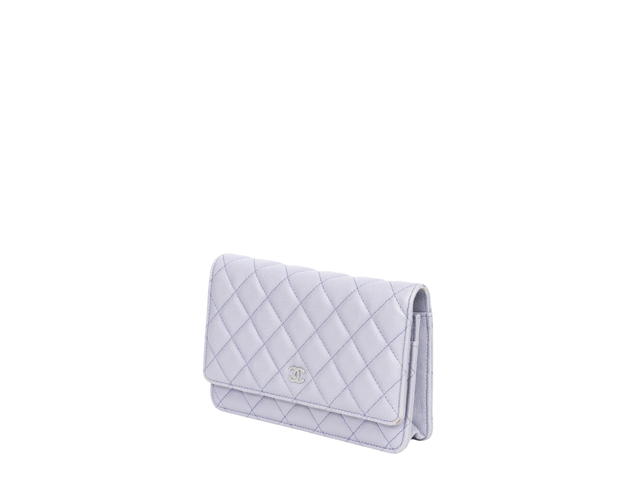 Chanel Chanel Caviar Quilted Wallet In Silver Hardware With Light Purple - view 2