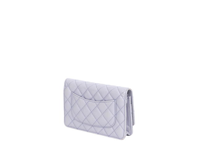 Chanel Chanel Caviar Quilted Wallet In Silver Hardware With Light Purple - view 3