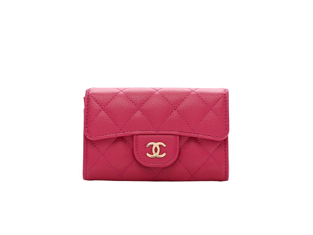 Chanel Chanel Quilted Flap Card Holder Wallet In Caviar Leather