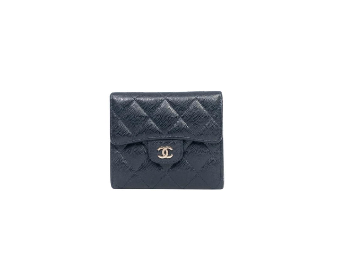 Chanel Chanel Trifold Wallet Short Navy Caviar Ghw Navy