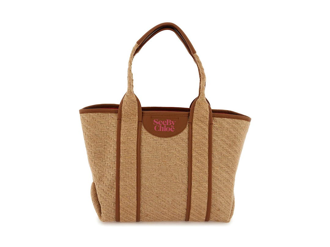 Chloé See By Chlo Laetizia Canvas And Leather Tote Bagbeige 100raffia Bos Taurus