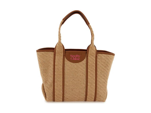 Chloé See By Chlo Laetizia Canvas And Leather Tote Bagbeige 100raffia Bos Taurus - view 1