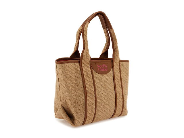 Chloé See By Chlo Laetizia Canvas And Leather Tote Bagbeige 100raffia Bos Taurus - view 3