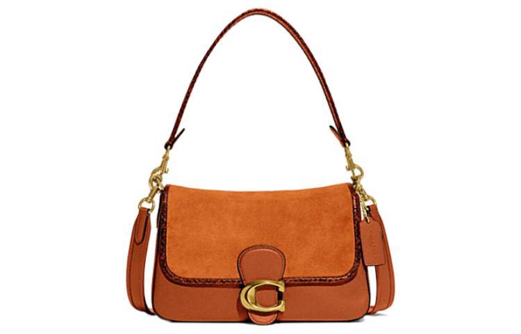 Coach Coach Tabby Leather With Suede And Snake Skin Patchwork Handbag Shoulder Bag Women's Brown