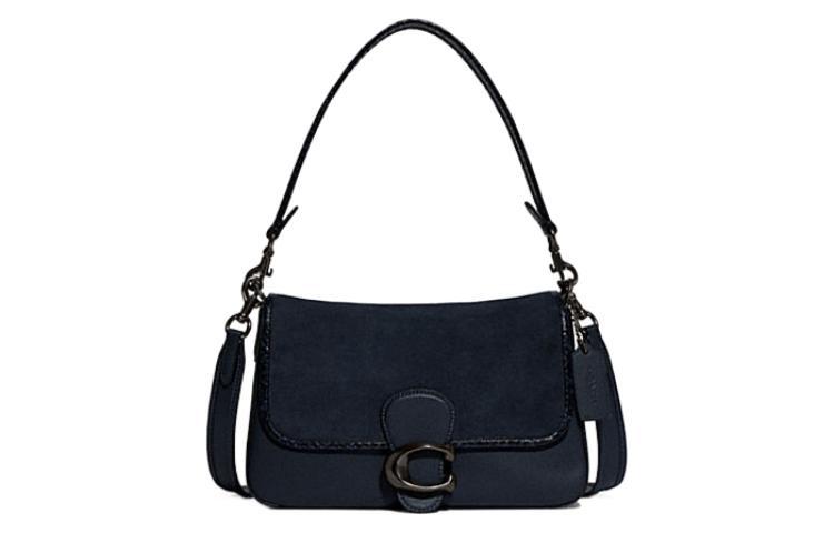 Coach Coach Tabby Cow Leather Patchwork With Snake Skin Handbag Shoulder Bag Women's Marine Blue