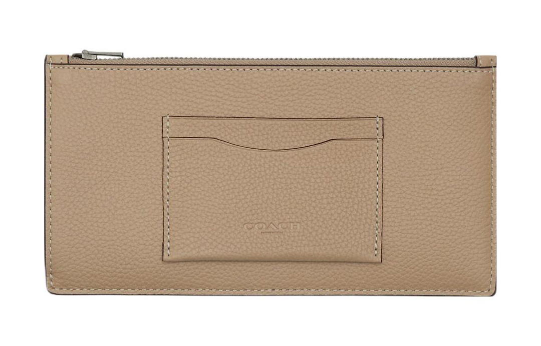 Coach Coach Zip Phone Pebbled Leather Coin Purses Wallets Small Size Women's Camel