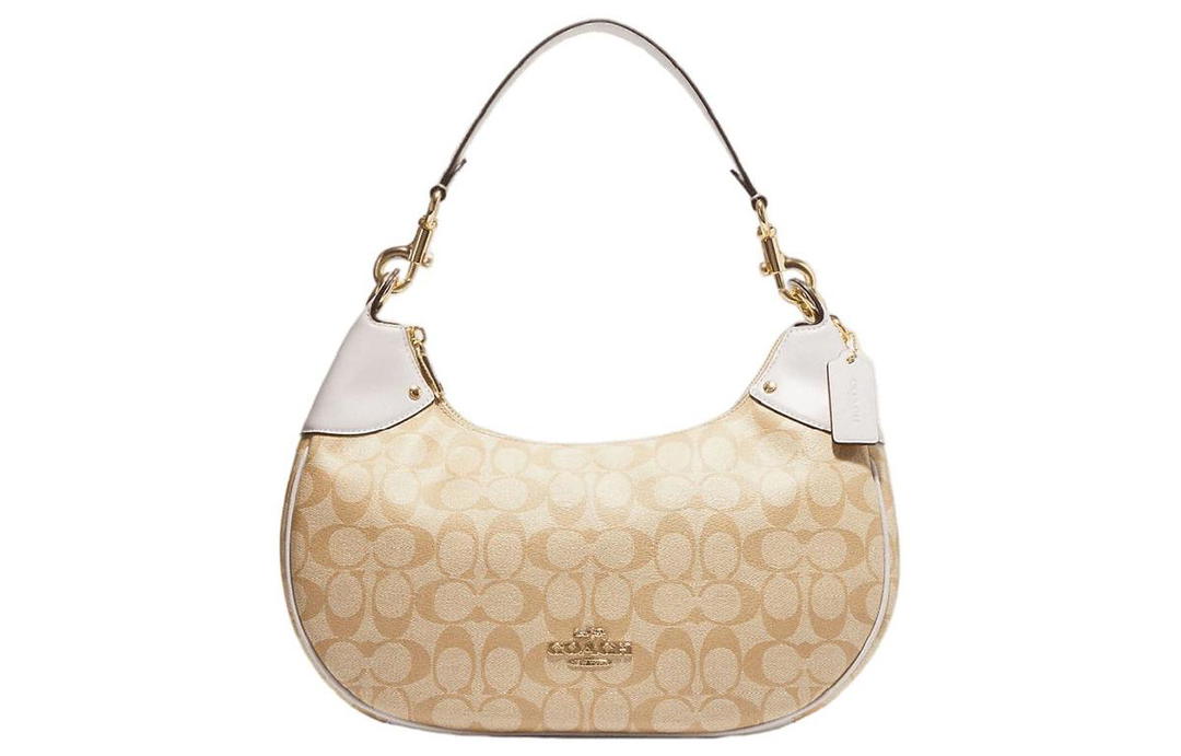 Coach Coach Hobo Canvas With Leather Shoulder Bag Handbag Shoulder Bag Women's Khaki