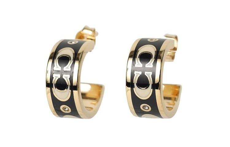 Coach Coach Brass Plated Enamel Glass Earrings Women's Gold Black