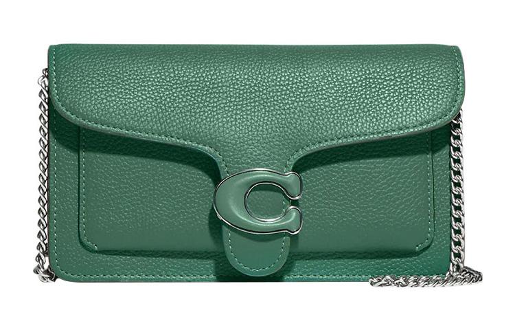 Coach Coach Tabby Pebbled Leather One Shoulder Crossbody Clutches Small Size Women's Green