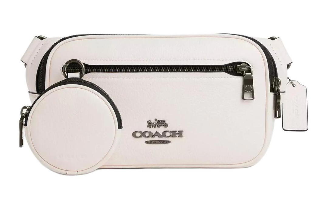 Coach Coach Elias Pebbled Leather Shoulder Bag Crossbody Bag Medium Size Women's Chalk White