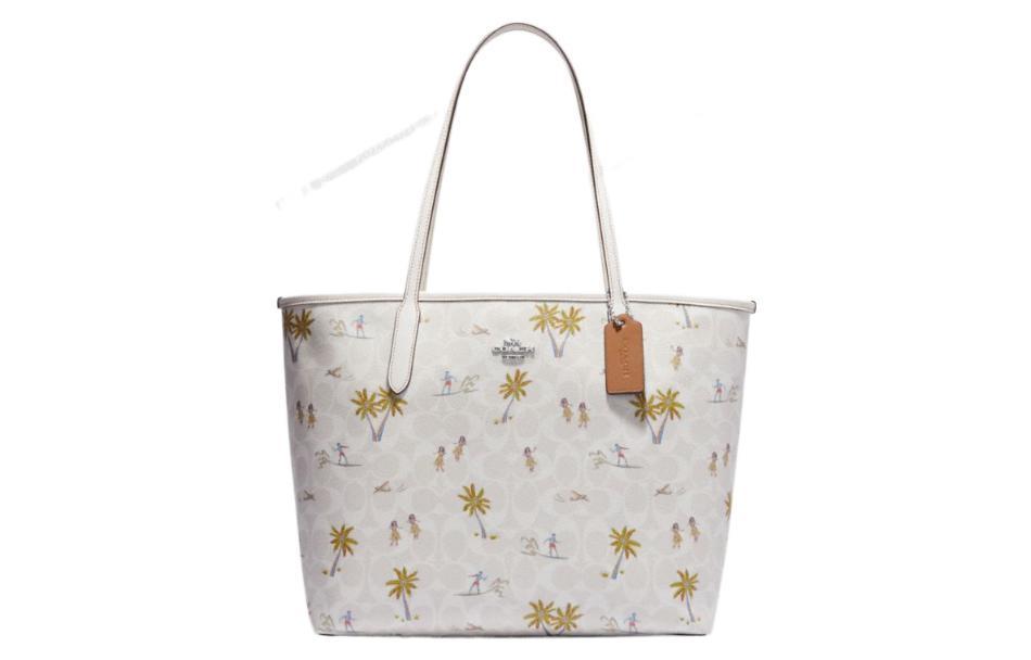 Coach Coach City Tote Leather Tote Bag Shopping Bag Handbag Shoulder Bag Large Size Women's White