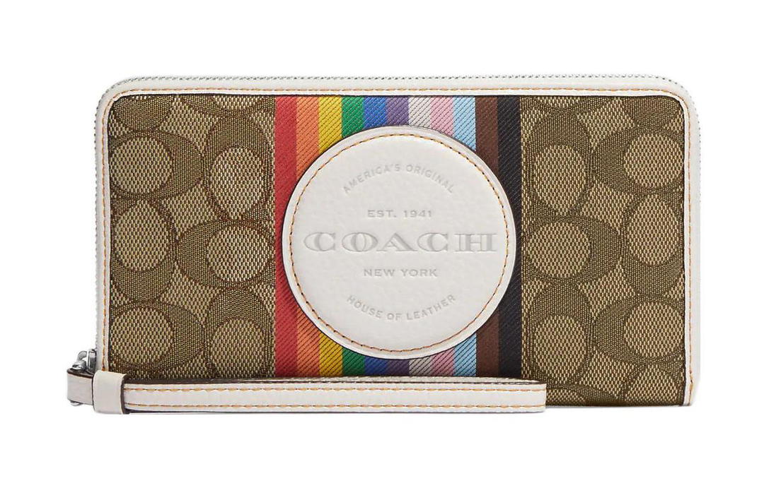 Coach Coach Dempsey Iconic Jacquard With Pebbled Leather Coin Purses Wallets Small Size Women's Multicolor