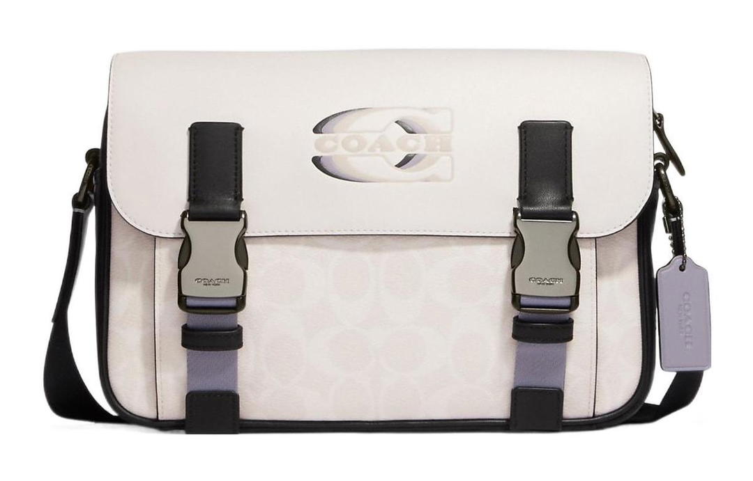 Coach Coach Track Cow Leather Messenger Bag Shoulder Bag Crossbody Bag Large Size Unisex White