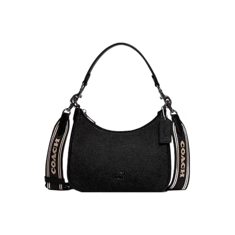 Coach Coach Hobo Canvas With Leather Crescent Bag Crossbody Bag Shoulder Bag Women's Black