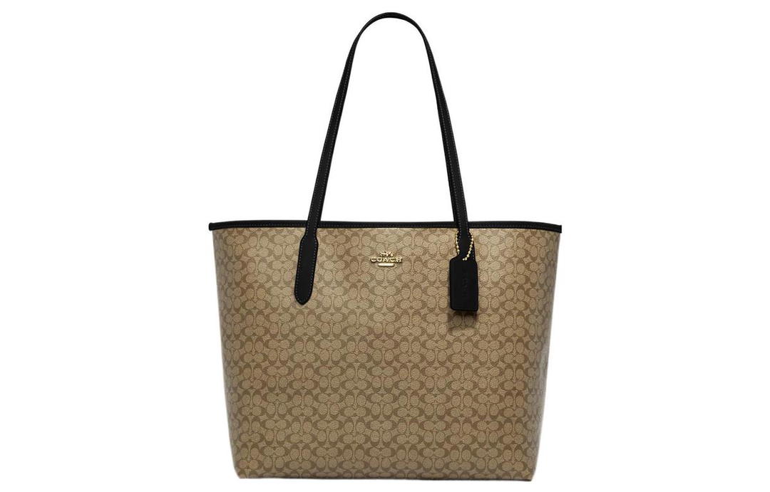 Coach Coach City Canvas With Leather Canvas Bag Tote Bag Shopping Bag Handbag Shoulder Bag Women's Khaki