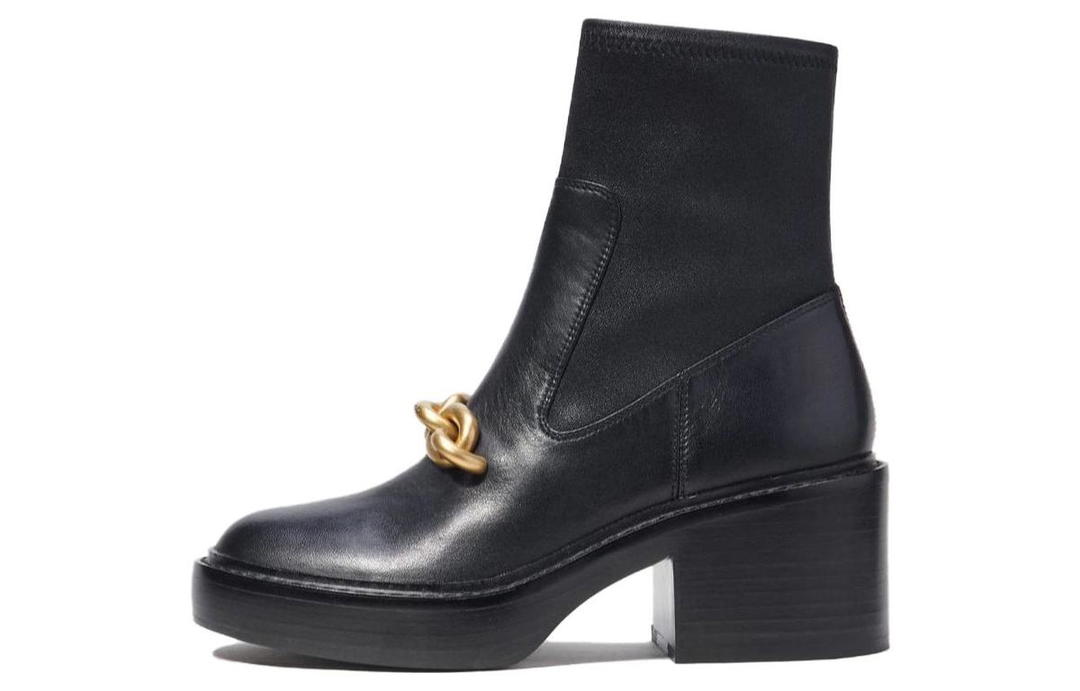 Coach Coach 75mm Chain-link Detailing Leather Boots