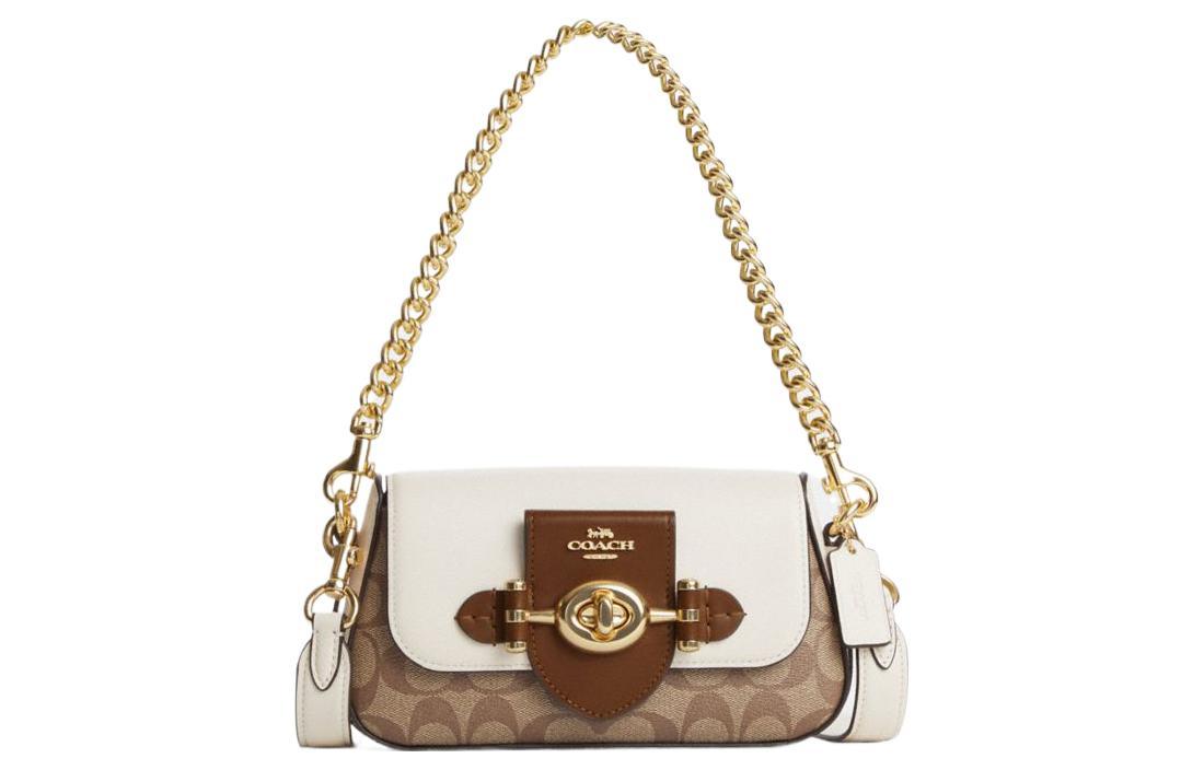 Coach Coach Brie Cow Leather Handbag Shoulder Bag Crossbody Bag Small Size Women's Khaki/Brown