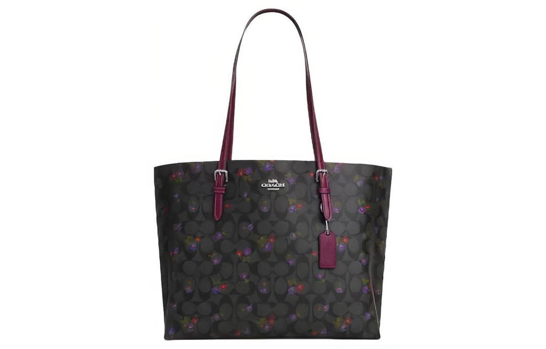 Coach Coach Mollie Canvas With Leather Tote Bag Shopping Bag Handbag Regular Women's Graphite Dark Berry