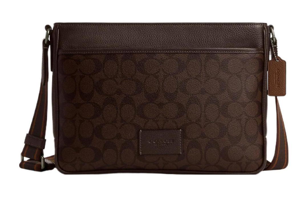 Coach Coach Crossbody Canvas With Leather Shoulder Bag Crossbody Bag Large Size Men's Bronze