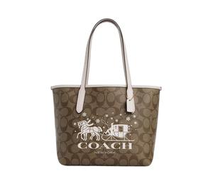 Buy Coach City Coated Canvas With Smooth Leather Tote Bag Shopping Bag Handbag Mini Women's Khaki at Sasom – Authentic and Ready to Ship