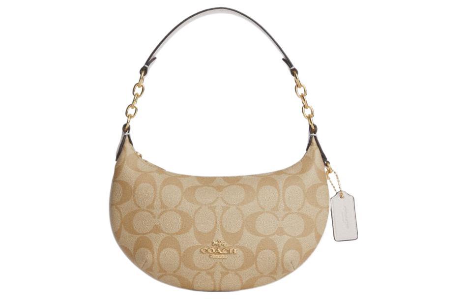 Coach Coach Payton PVC With Skin Crescent Moon Bag Shoulder Bag Handbag Mini Women's Light Khaki