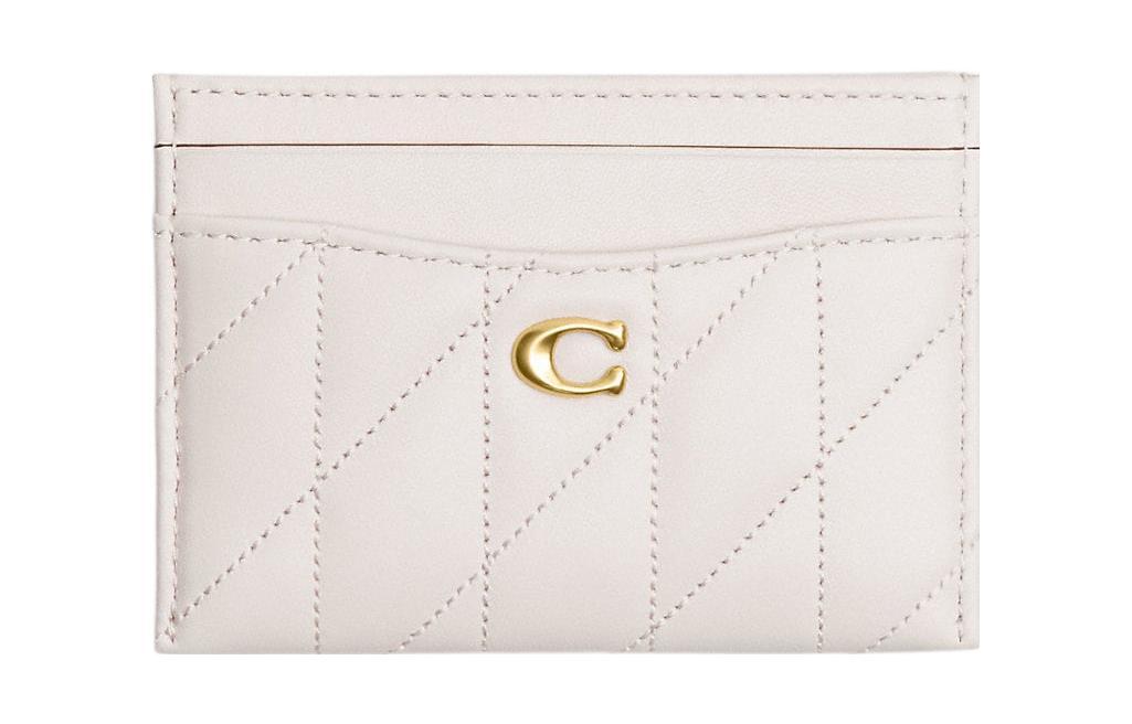 Coach Coach Card Case Leather Card Holder Women's White