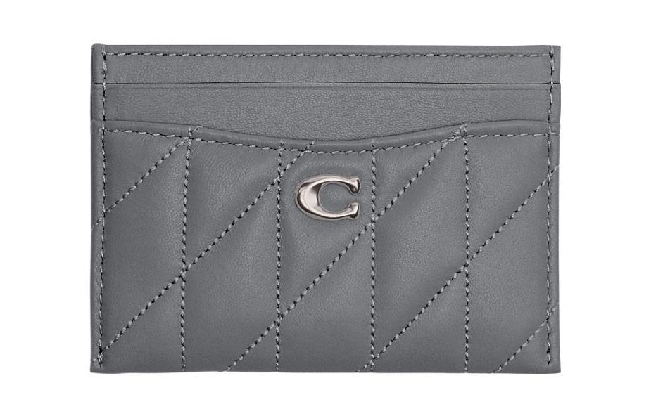 Coach Coach Card Case Leather Card Holder Regular Women's Gray