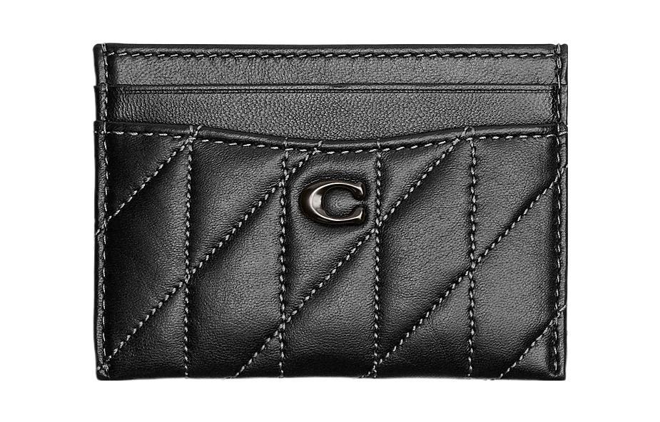 Coach Coach Card Case Leather Card Holder Regular Women's Black
