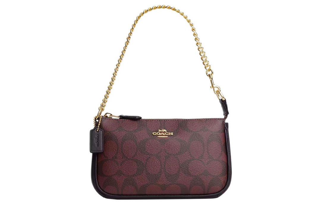 Coach Coach Nolita Canvas With Leather Shoulder Bag Handbag Shoulder Bag Women's Gold & Dark Red Multiple Colors