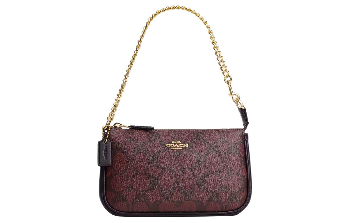Coach Coach Nolita Canvas With Leather Shoulder Bag Handbag Shoulder Bag Women's Gold & Dark Red Multiple Colors