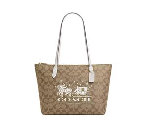 Buy Coach Tote Coated Canvas With Smooth Leather Tote Bag Shopping Bag Shoulder Bag Handbag Large Size Women's Khaki at Sasom – Authentic and Ready to Ship