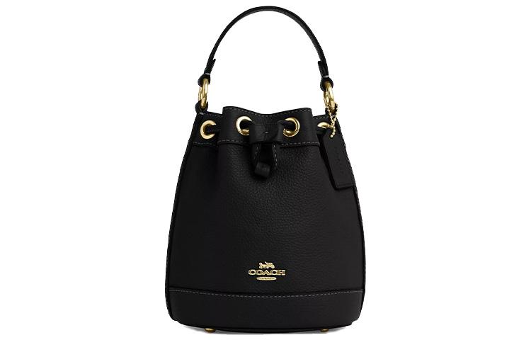 Coach Coach Dempsey Eggstone Grain Leather Bucket Bag Handbag Shoulder Bag Crossbody Bag Mini Women's Black