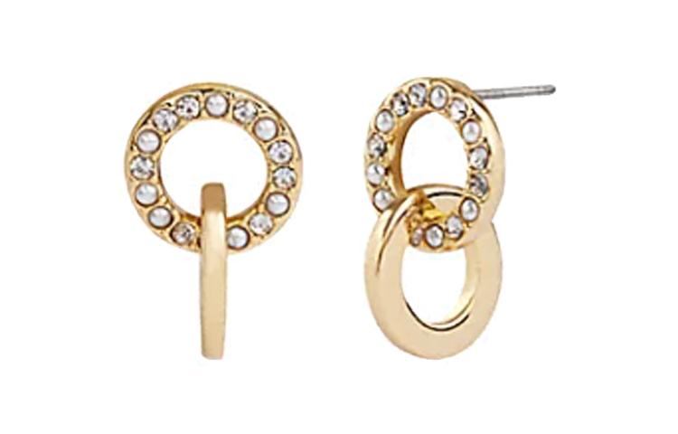 Coach Coach Brass-Plated Glass Cubic Zirconia Earrings Women's Gold