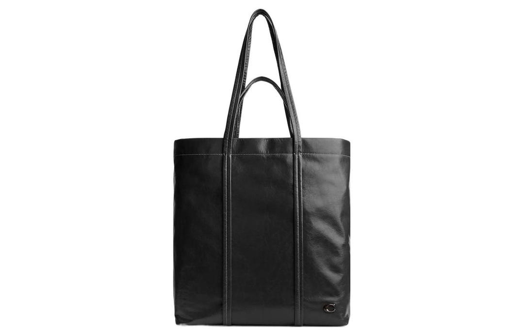 Coach Coach Leather Tote Bag, Shopping Bag, Handbag, Shoulder Bag Large Size Men's Black