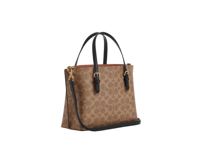 Coach Coach Mollie Tote Bag 25 In Signature Canvas With Gold Hardware Tan And Black - view 2