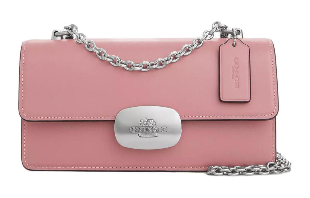 Coach Coach Eliza Calfskin Shoulder Bag Crossbody Bag Medium Size Women's Silver & True Pink