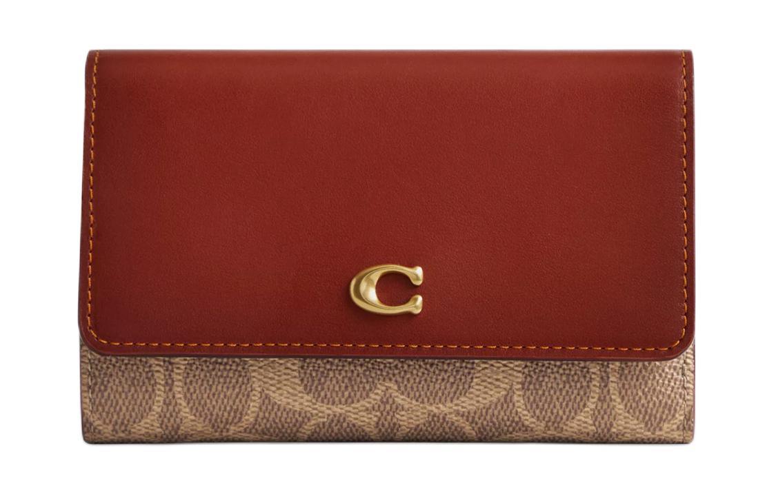 Coach Coach Canvas Wallet Medium Size Women's Tan