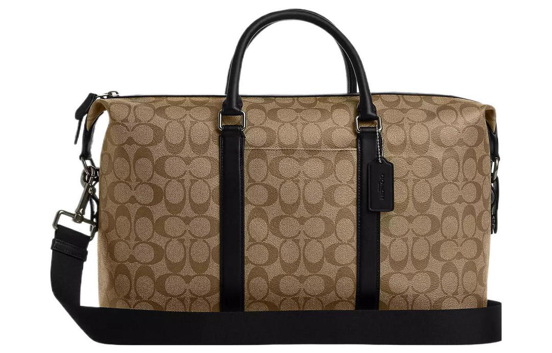Coach Coach Canvas With Leather Boston Bag Travel Bag Handbag Shoulder Bag Crossbody Bag Large Size Women's Gunmetal & Khaki