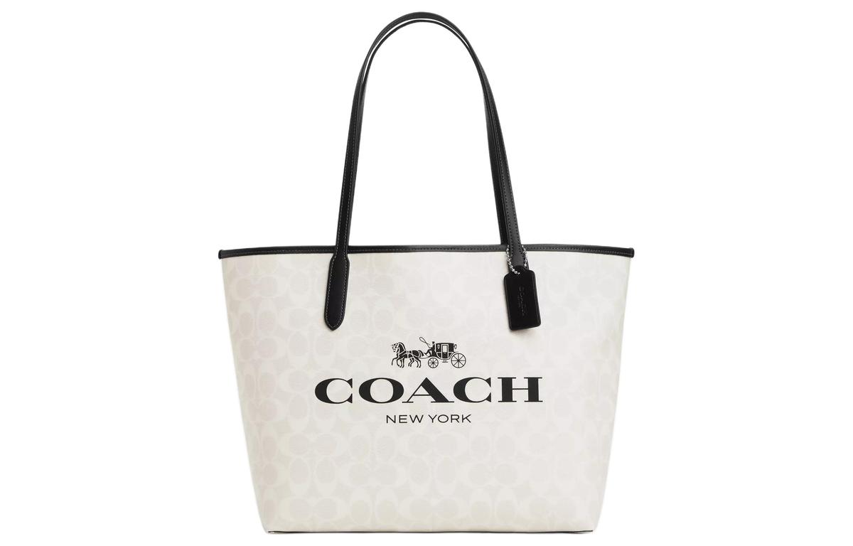 Coach Coach City Canvas Tote Bag, Shopping Bag, Handbag Women's Chalk & Multicolor