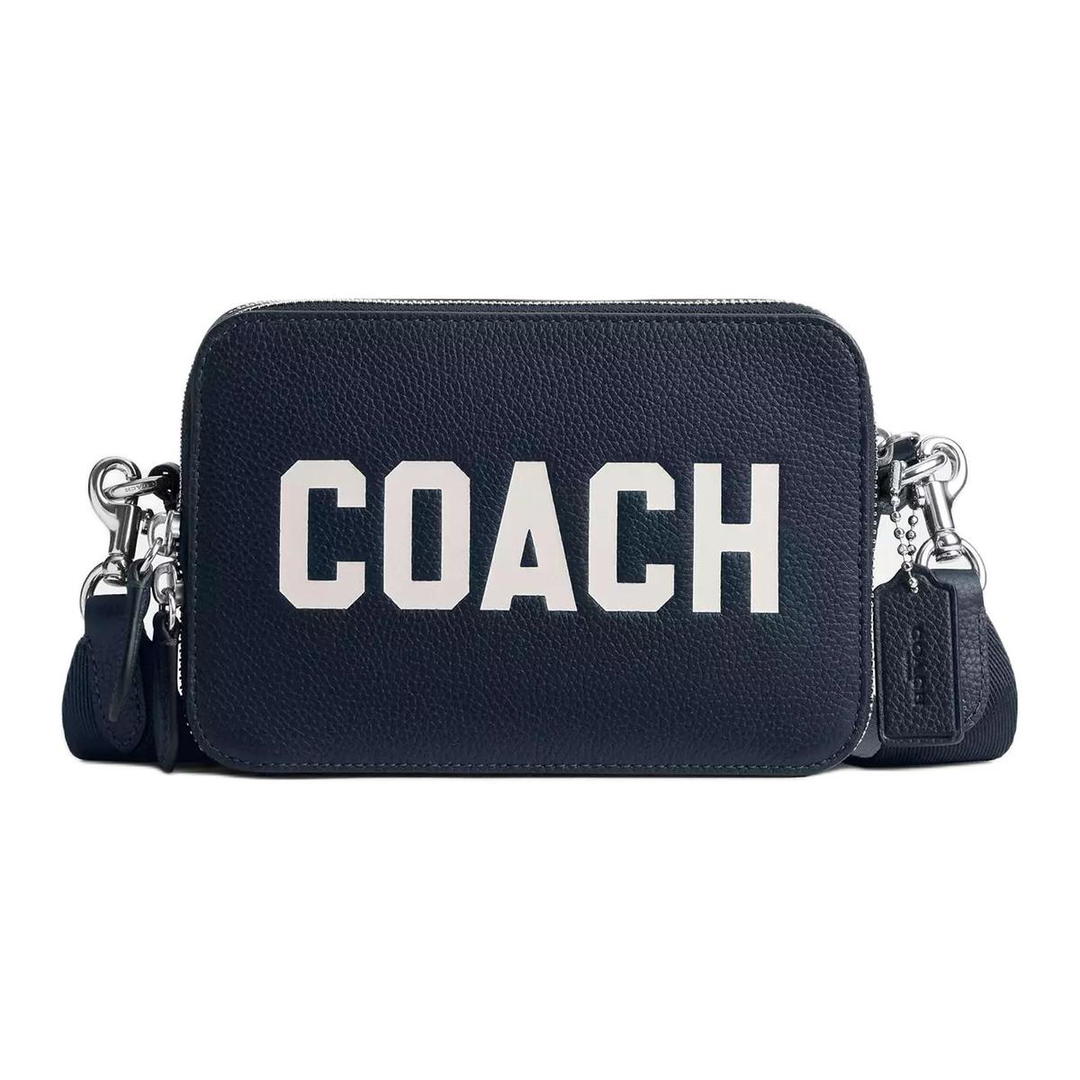 Coach Coach Charter Polished Pebbled Leather Shoulder Bag, Crossbody Bag Small Size Men's Marine Blue