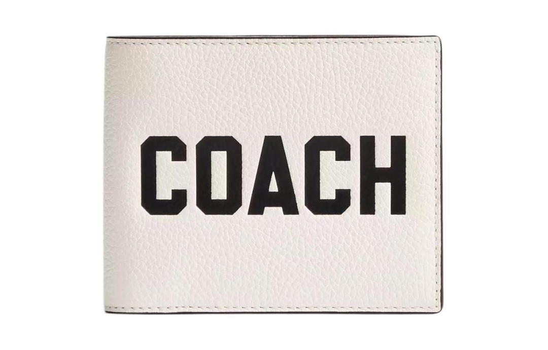 Coach Coach 3 IN 1 Wallet Glossy Pebbled Leather Wallet Mini Unisex White