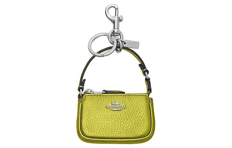 Coach Coach Bag Charm Leather Bag Accessory Women's Yellow Green