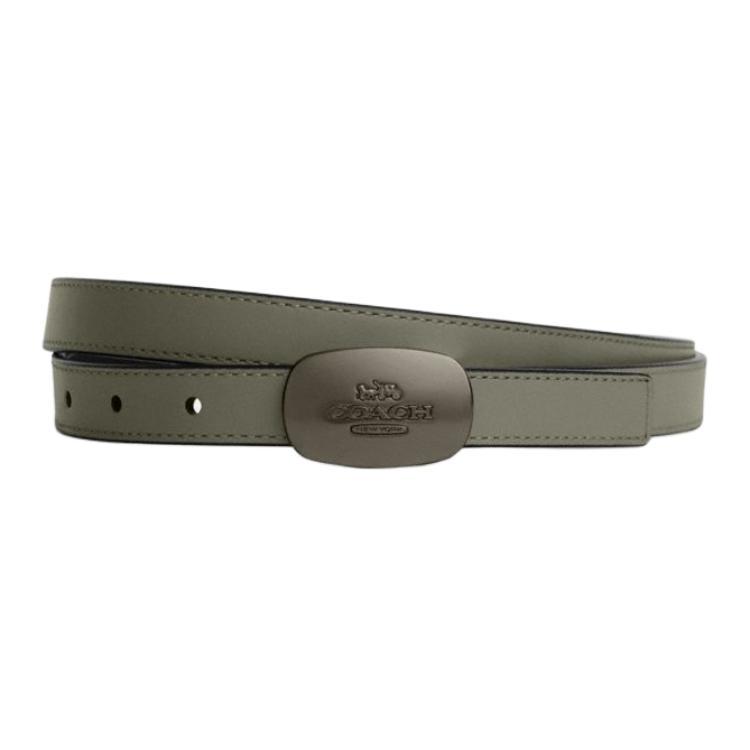Coach Coach Signature Buckle Decoration Calfskin Leather Belts Unisex Green Width 1.8CM