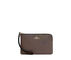 Buy Coach Corner Zip Refined Pebble Pattern Leather Clutch Mini Women's Dark Stone Color at Sasom – Authentic and Ready to Ship