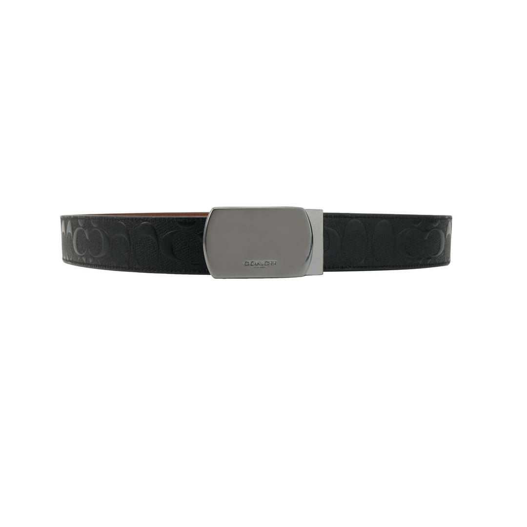 Coach Coach Plaque Buckle Cut To Size Reversible Belt Men's Black