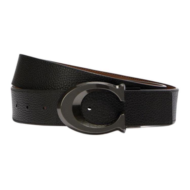 Coach Coach Cow Leather Belts Men's Dark Brown Width 3.8CM