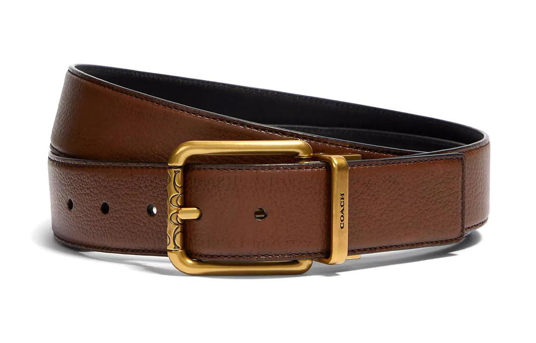 Coach Coach Leather Calfskin Leather Belts Men's Brown Width: 3.8cm