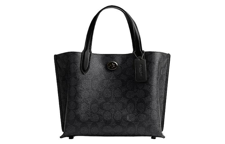 Coach Coach Willow PVC With Textile Tote Bag Shopping Bag Handbags Medium Size Women's Black