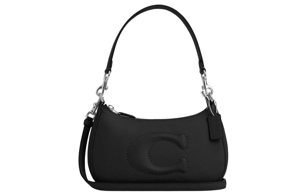 Coach Coach Teri Smooth Leather Portable Crossbody Bag Shoulder Bag Medium Size Women's Silver & Black